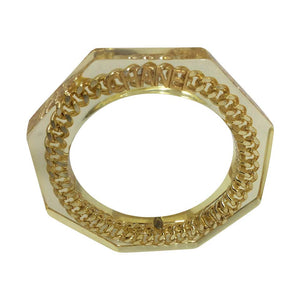 Vintage Chanel Lucite and Chain Link Bangle Bracelet 1997