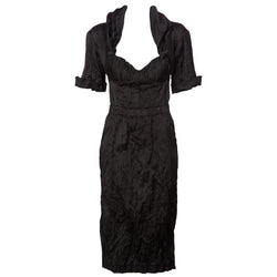 2009 Prada Runway Black Bustier Shawl Collar Cut-Out Back Dress