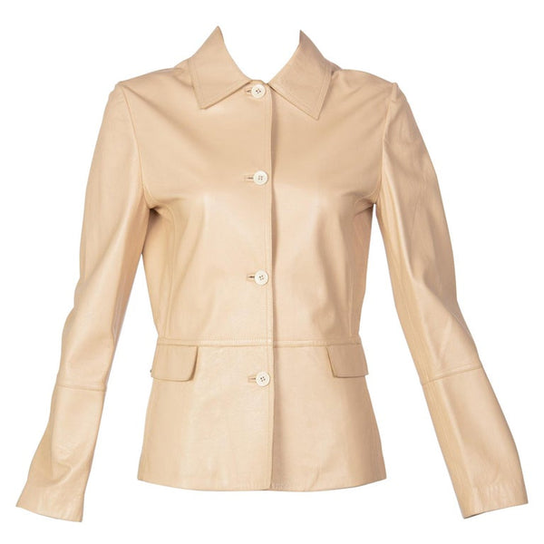 1990s Marella Tan Leather Jacket