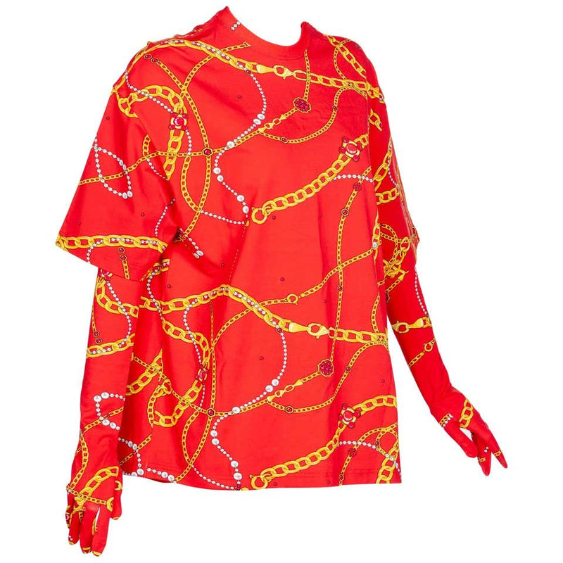 Balenciaga Red Chain Print Shirt and Gloves