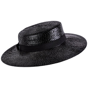 Yves Saint Laurent YSL Vintage Glossy Black Straw Hat, 1980s