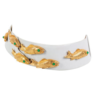 Vintage Judith Leiber Gold Koi Fish Leather Belt