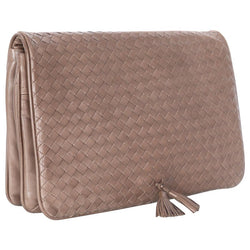 Vintage Bottega Veneta  Intrecciato Leather Tassel Clutch Bag