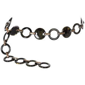 Vintage Yves Saint Laurent Black Marbled Bakelite Belt Necklace YSL
