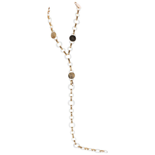 Yves Saint Laurent White Lucite Gold Rings Necklace Belt YSL, 1970s