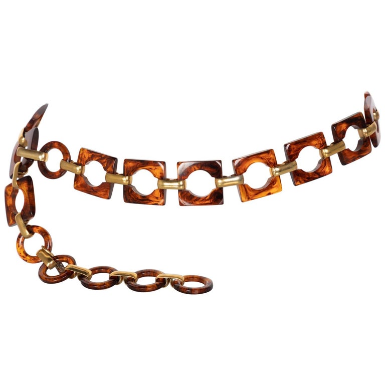 Yves Saint Laurent Tortoise Lucite Belt Necklace YSL, 1970s