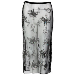 Alessandro Dell'Acqua Embroidered Beaded Overlay Sheer Skirt, 1990s