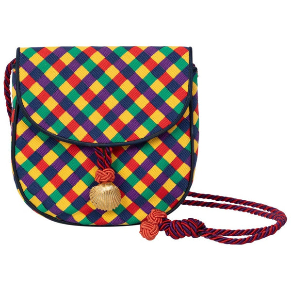 Vintage Bottega Veneta Colorful Ribbon Gold Shell Crossbody Bag
