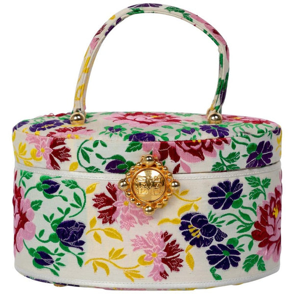 Susan Bennis Warren Edwards Floral Brocade Vintage Top Handle Bag