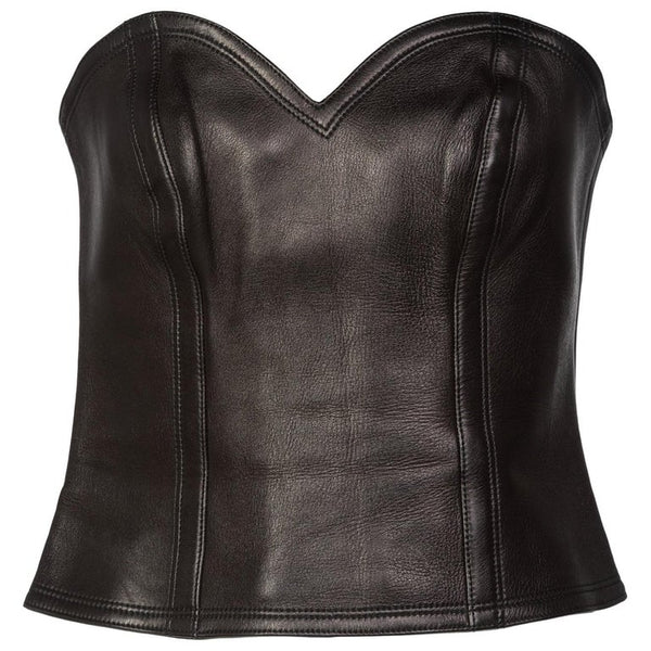 Yves Saint Laurent Black Leather Bustier Top YSL, 2009