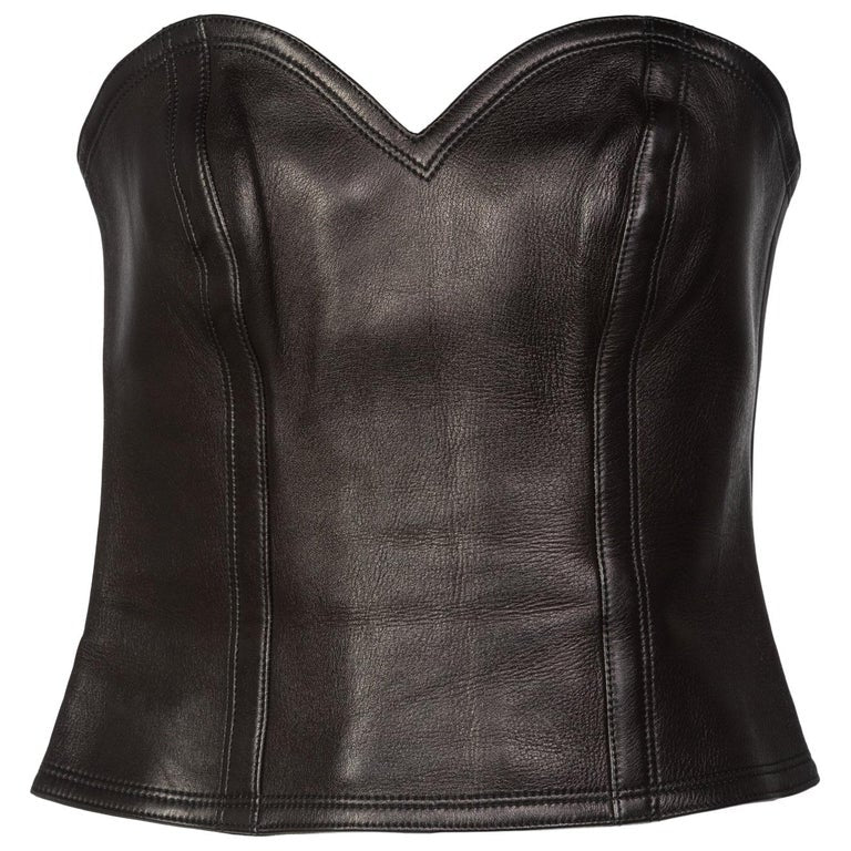 Yves Saint Laurent Black Leather Bustier Top YSL, 2009