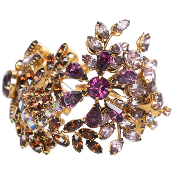 Tom Binns Swarovski Crystal Floral Garden Cuff Bracelet Unsigned