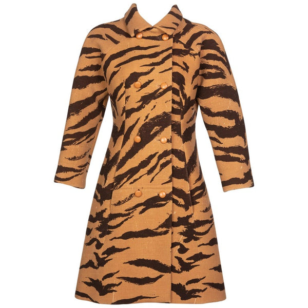 Hubert de Givenchy Haute Couture Coat Tiger Print Coat, Vogue Documented 1969