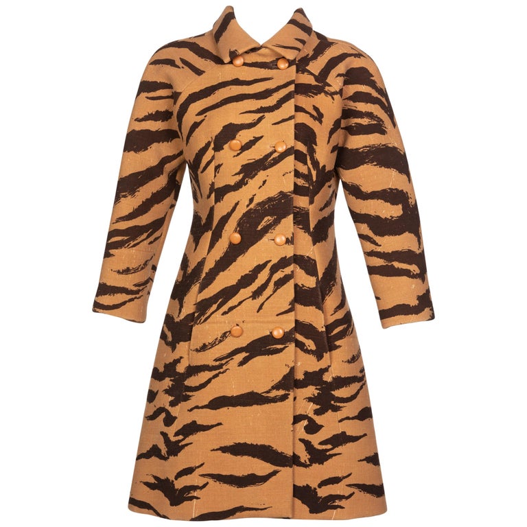 Hubert de Givenchy Haute Couture Coat Tiger Print Coat, Vogue Documented 1969