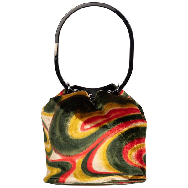 Gucci by Tom Ford  Runway Psychedelic Swirl Silk Velvet Hoop Bucket Bag, 1990s