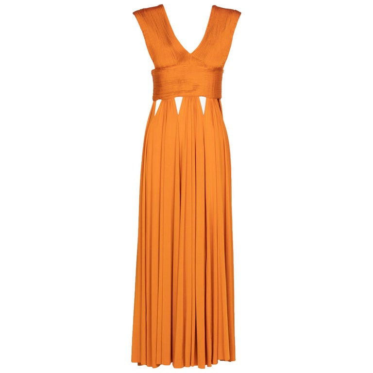 Givenchy Orange Jersey Leather Cut-Out Maxi Dress, 2014 Basha Gold Givenchy Orange Jersey Leather Cut-Out Maxi Dress, 2014 Basha Gold