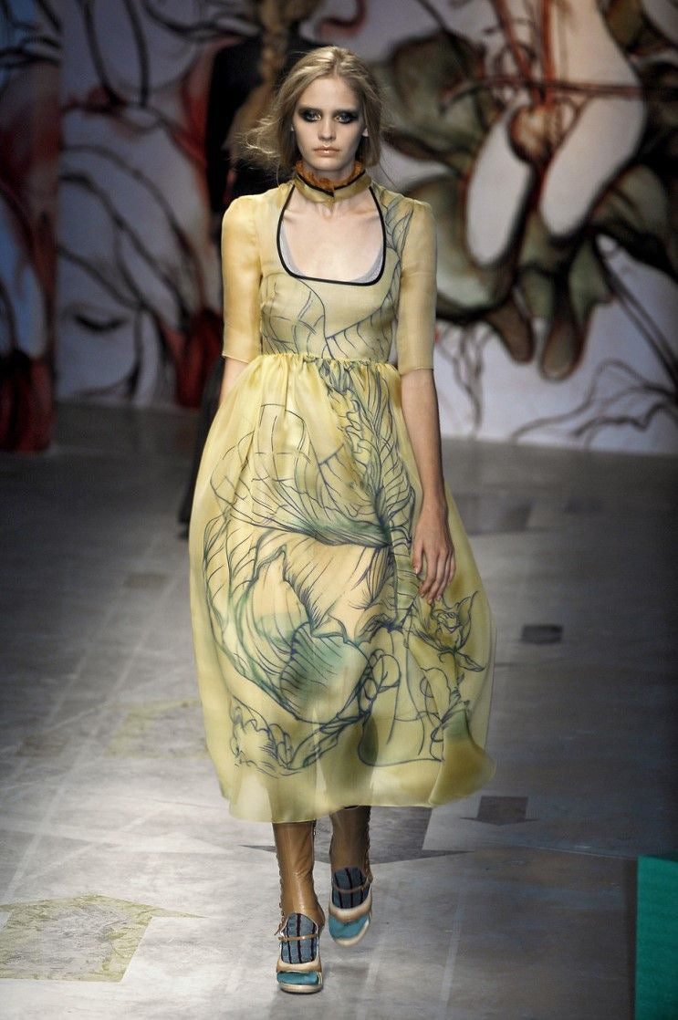 Prada James Jean Fairy Runway Yellow Silk Dress, 2008