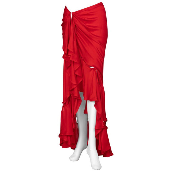 Yves Saint Laurent Red Silk Flamenco Skirt YSL, Runway 2003