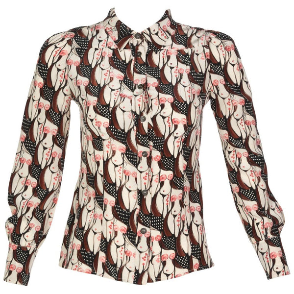 Prada "Naked Lady" Print Silk Blouse Sex and The City, 2001