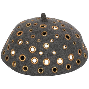 Prada Runway Gray Wool Metal Grommet Hat, 2005