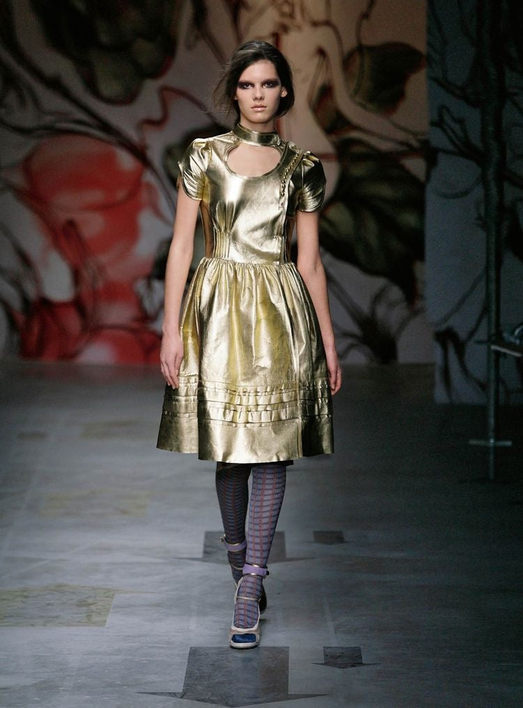 Prada Fairy Runway Gold Leather Dress, 2008