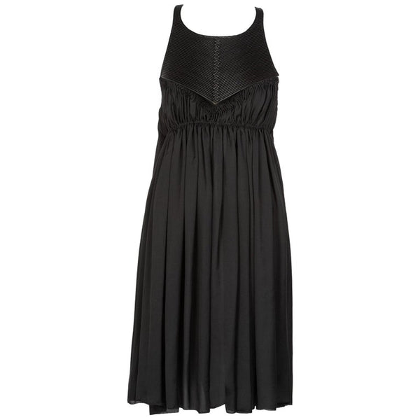 Bottega Veneta Black Leather Yoke Silk Dress, Runway 2008