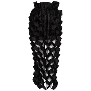 Issey Miyake Black Satin Ribbon Cage Maxi Skirt, 1991