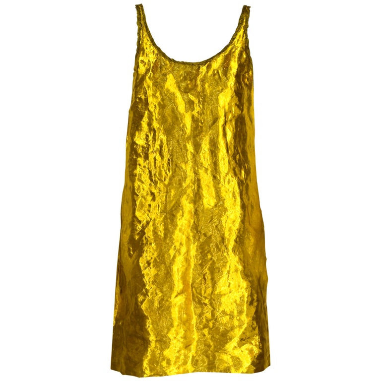 Prada Spring 2009 Gold Metal and Silk Sleeveless Cocktail Dress Runway Basha Gold Prada Spring 2009 Gold Metal and Silk Sleeveless Cocktail Dress Runway Basha Gold