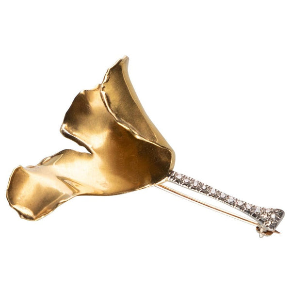 Tiffany & Co. Angela Cummings Gold Diamond Platinum Ginko Leaf Brooch