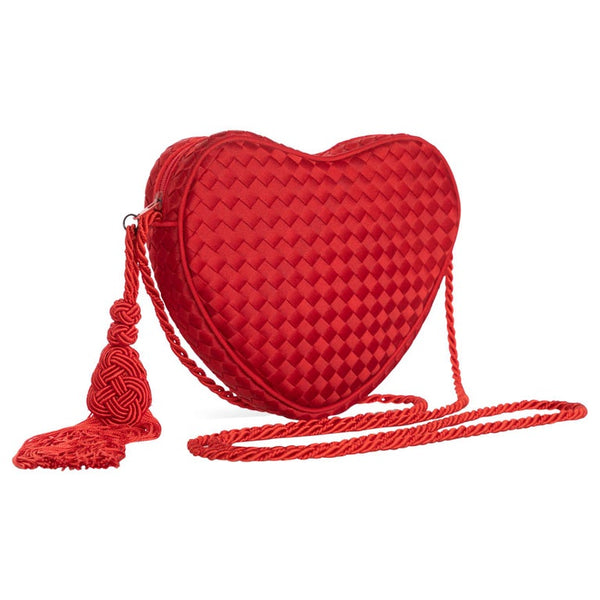 Vintage Bottega Veneta Red Silk Heart Crossbody Bag
