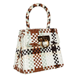 Salvatore Ferragamo Gancini Leather Intrecciato Top Handle Bag