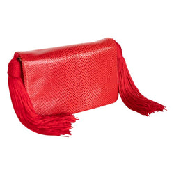 Vintage Judith Leiber Red Karung Tassel Bag