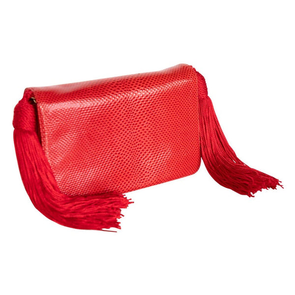 Vintage Judith Leiber Red Karung Tassel Bag