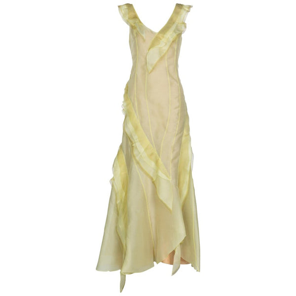 Nina Ricci Yellow Silk Organza Sleeveless Evening Dress, 2009