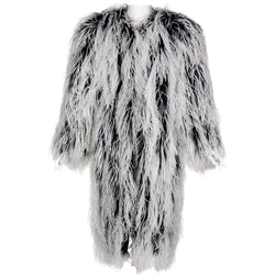 Yves Saint Laurent White Black Ostrich Feather Coat YSL Rare Documented 1960s
