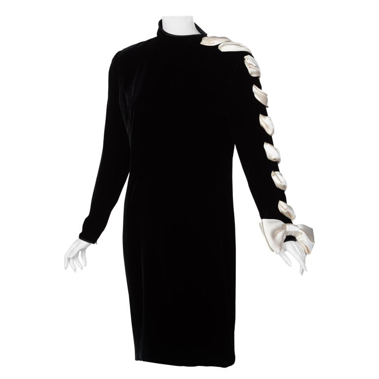 black dress with white ribbon Short Dress Style #21986