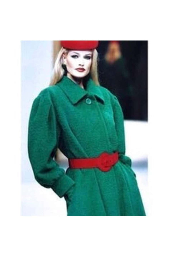 Fall/ Winter Givenchy Haute Couture Green Textured Wool Coat, 1995