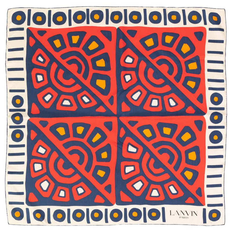 Lanvin Silk Printed Scarf, 1970s