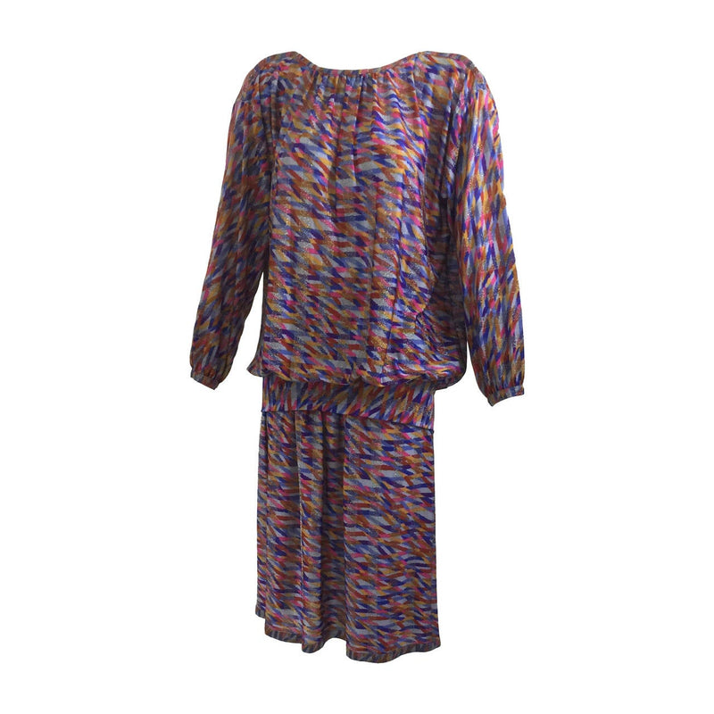 Vintage Missoni Metallic Silk Jersey Top and Skirt Set