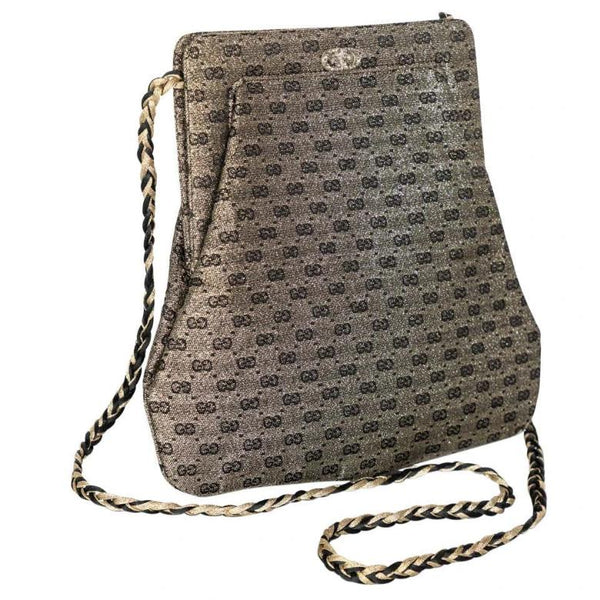 Vintage Gucci Metallic Gold Black Evening Bag