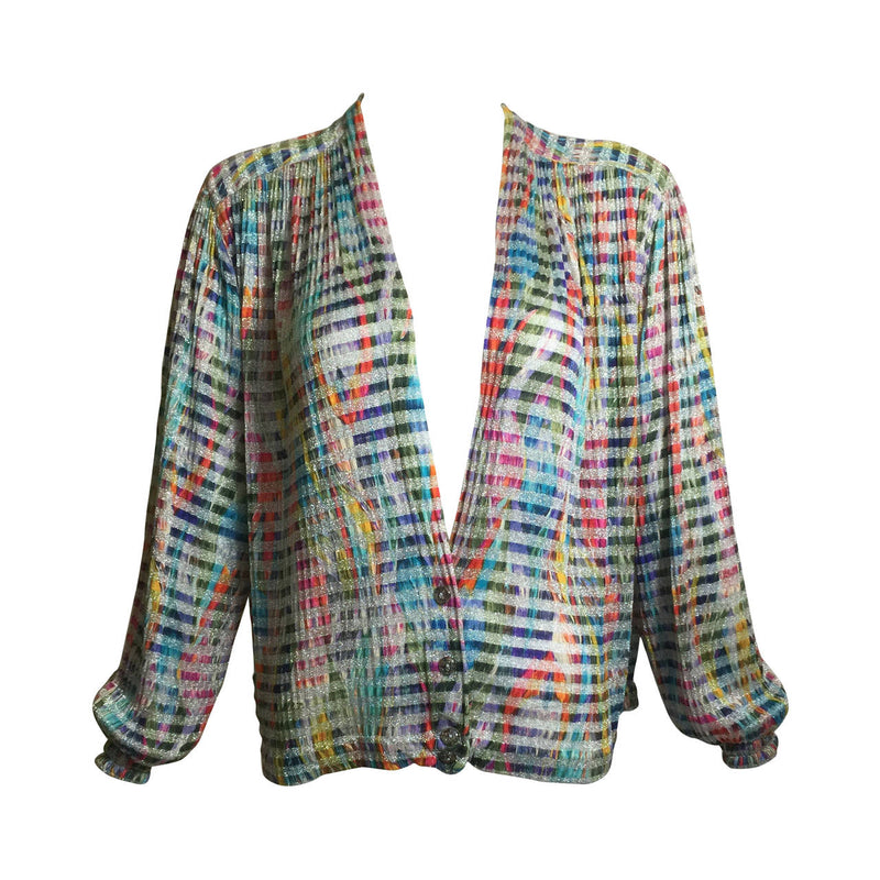 1970s Missoni Metallic Knit Cardigan Top
