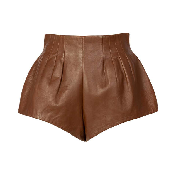 Prada Brown Leather Shorts, 2009