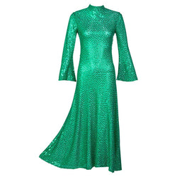 Mollie Parnis Emerald Green Mock Neck Sequin Dress, 1960s Basha Gold Mollie Parnis Emerald Green Mock Neck Sequin Dress, 1960s Basha Gold