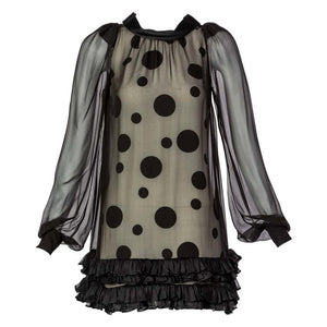 Balenciaga Black Polka Dot Silk Mini Dress, 1990s