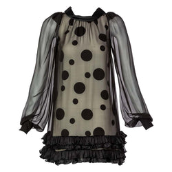 Balenciaga Black Polka Dot Silk Mini Dress, 1990s
