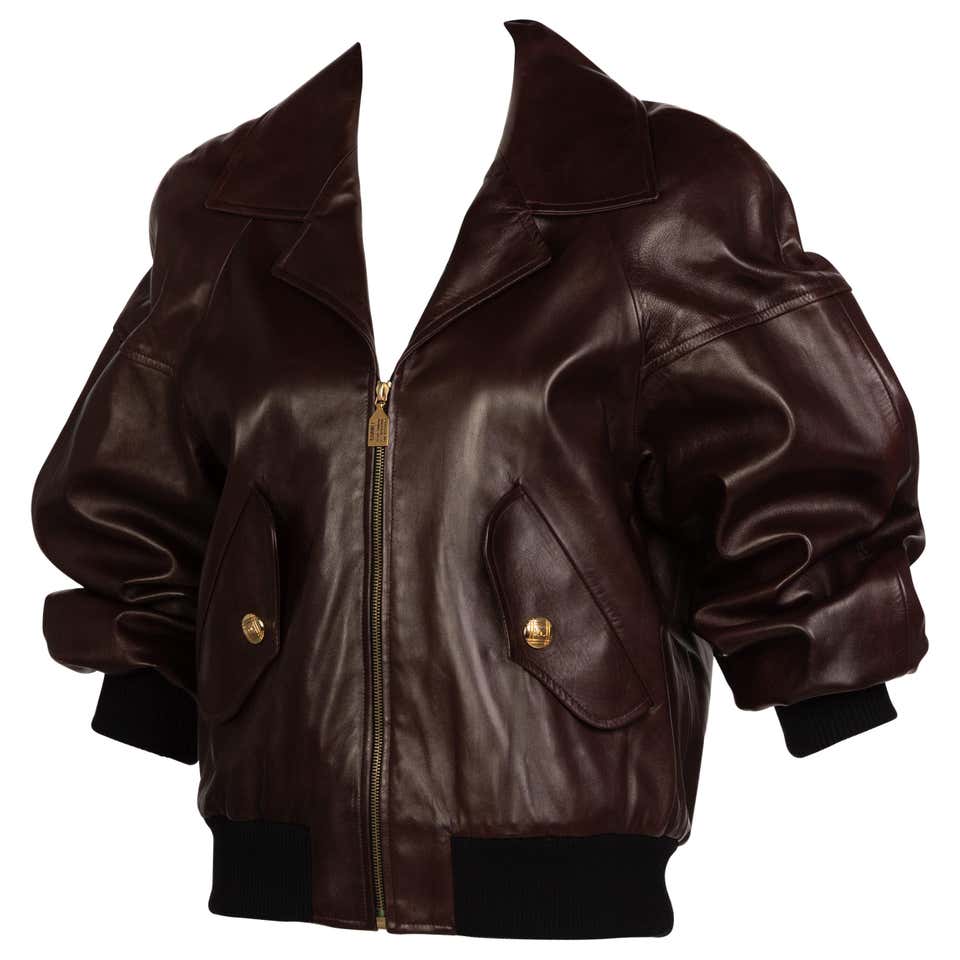Chanel Brown Leather Bomber Jacket Runway 1990s – Basha Gold