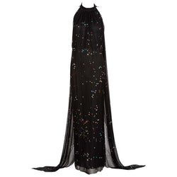 Givenchy Black Confetti Print Silk Cut-Out Back Gown, 2014