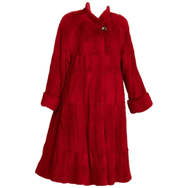 Vintage Red Mink Fur Coat