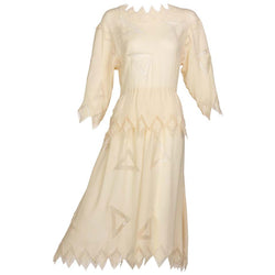 Chloe Karl Lagerfeld Ivory Silk Ebroidered Dress, 1981