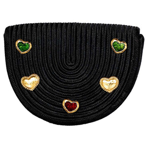 Yves saint Laurent Black Passementerie Gripoix Hearts Clutch / Belt Bag YSL